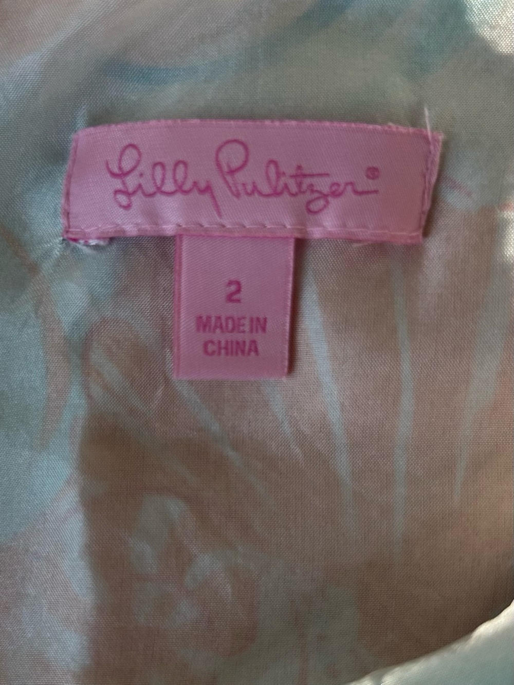 Lilly Pulitzer 100% Silk Fabric - Soft Blue & Peach Beach Wear, Size 2 - Picture 8 of 8